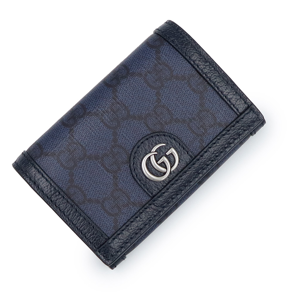 【新品・未当てはめる品】GUCCI グッチ 763286 オフィディア GGスプリームキャンバス なめし革 米国海軍 歌留多容れもの 名刺入れ 定期入れ 通行手形容れもの アンティークしろがね色金具 箱付