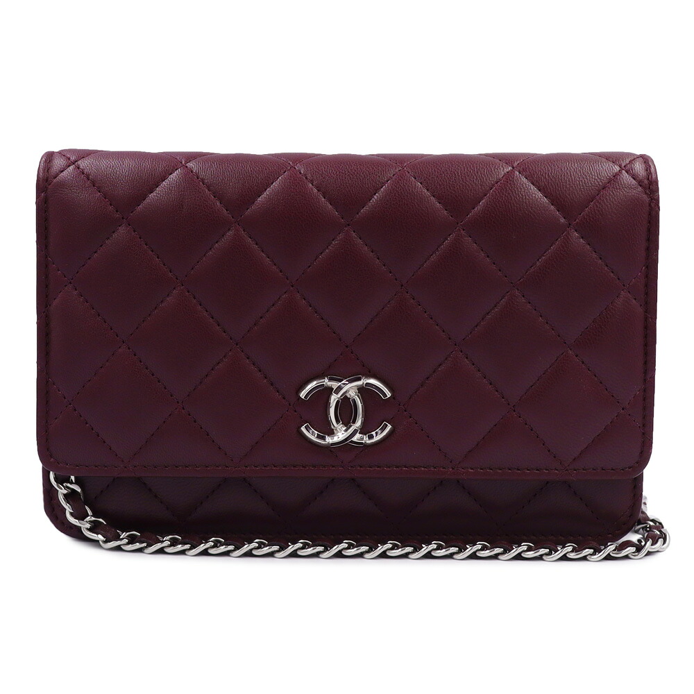 【未使用　展示品】CHANEL シャネル AP4191 19 マトラッセ クラシック ラムスキン バーガンディー ワインレッド チェーンウォレット 斜め掛け 財布 レザー シルバー金具｜ブランドシティ　BrandCity