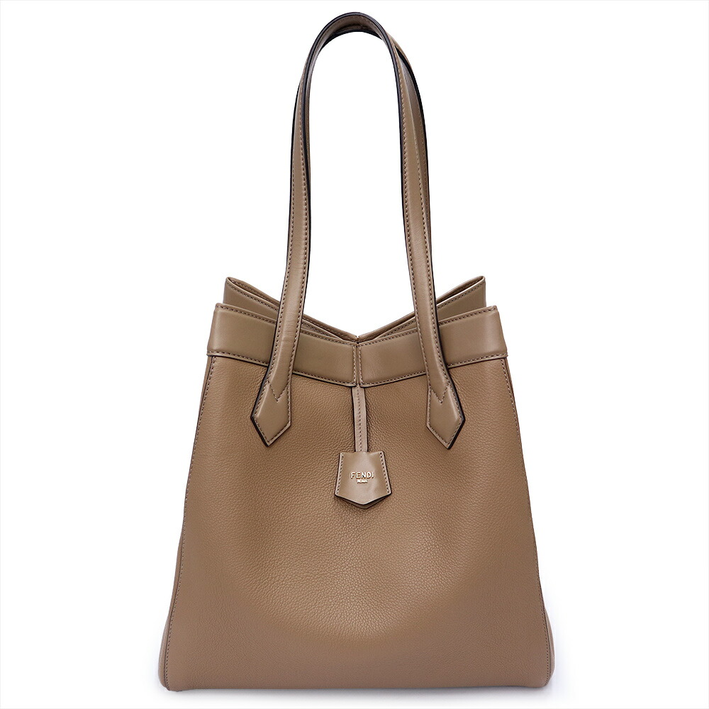 【未使用　展示品】FENDI フェンディ 8BH415 Origami オリガミ ラージ グレインレザー ブラウン トートバッグ ゴールド金具