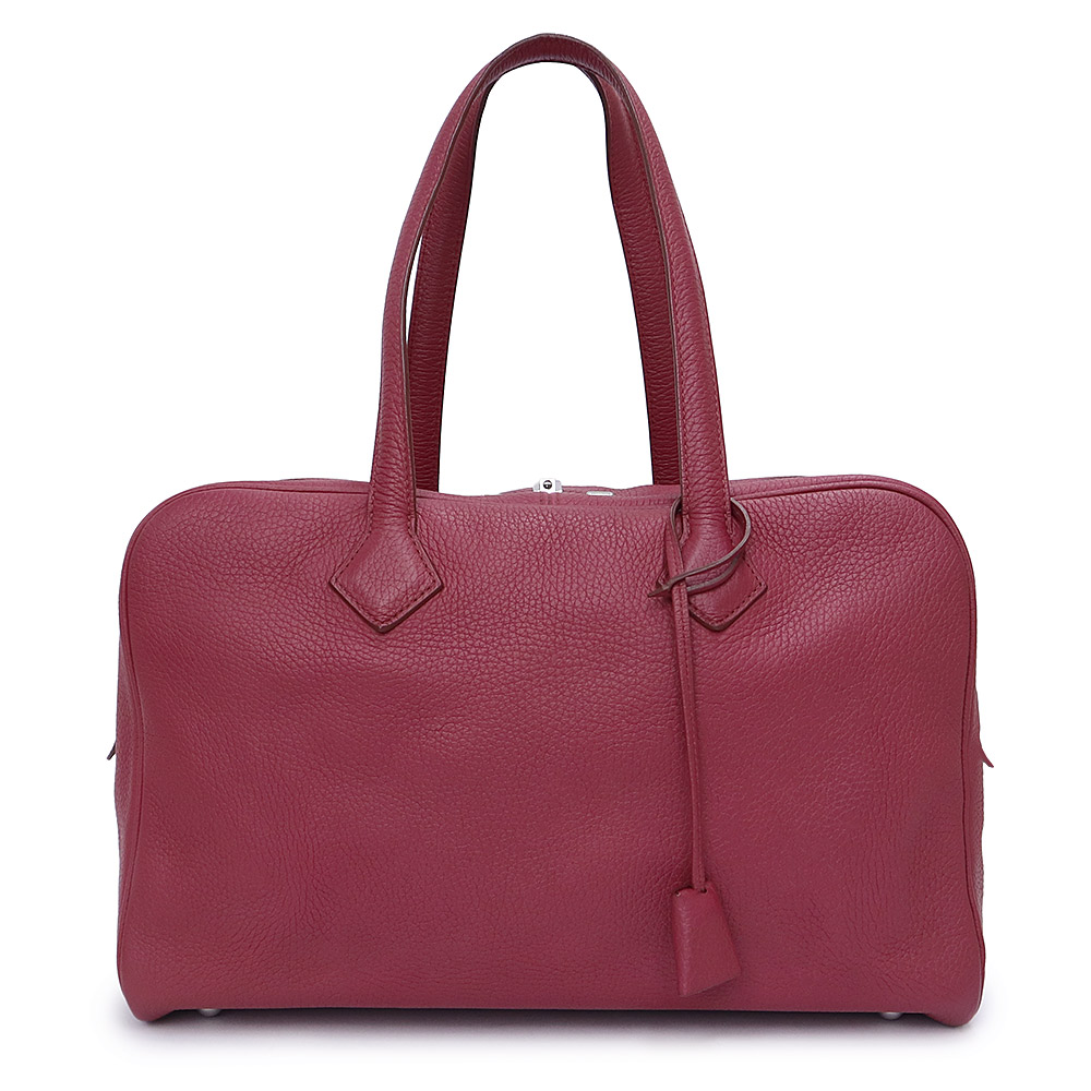 【中古】HERMES エルメス ヴィクトリア2 35 トリヨンクレマンス ルビー レッド □R刻印 トート ハンドバッグ レザー シルバー金具
