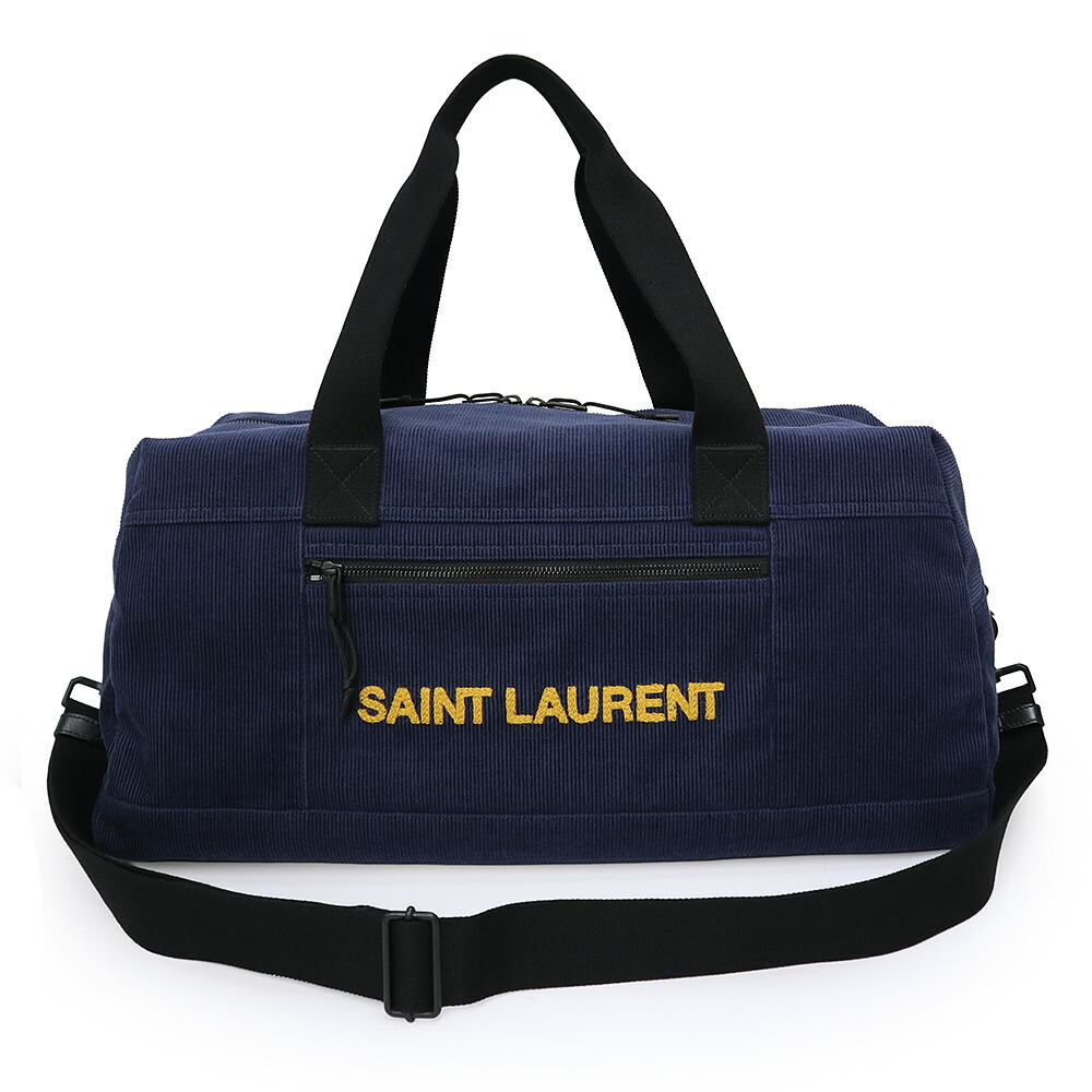 【美品】SAINT LAURENT PARIS サンローランパリ 594400 ヌップス コール天 米国海軍 2way 肩肉 ボストンバッグ 曲がった掛け 黒いこと金具