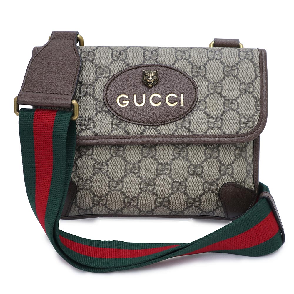 【美品】GUCCI グッチ 501050 GGスプリーム スモール ショルダー メッセンジャーバッグ GGスプリームキャンバス レザー ベージュ ブラウン エボニー 斜め掛け ゴールド金具