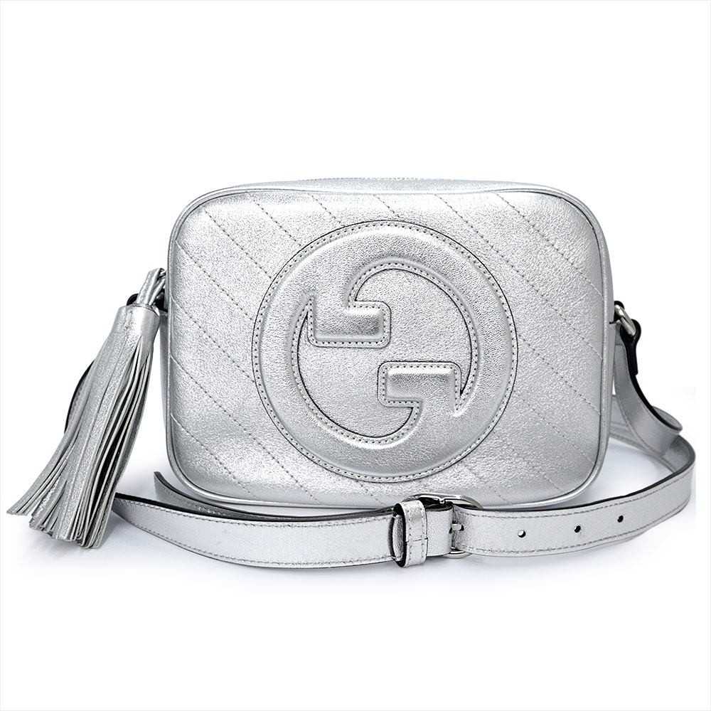 【未使用 展示品】GUCCI グッチ 742360 ブロンディ スモール レザー シルバー タッセル フリンジ ショルダーバッグ 斜め掛け シルバー金具