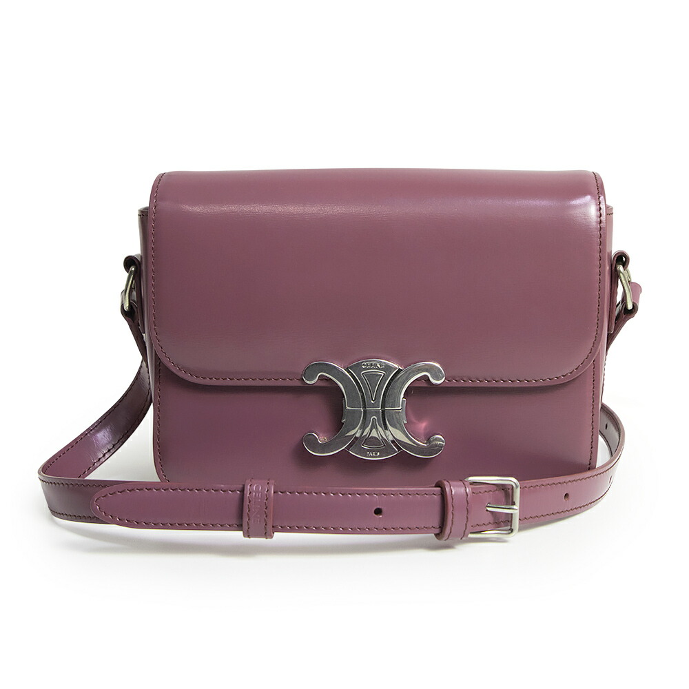 【未使用　展示品】CELINE セリーヌ 188423BF4 ティーン トリオンフ シャイニーカーフスキン パープル ショルダーバッグ 斜め掛け シルバー金具