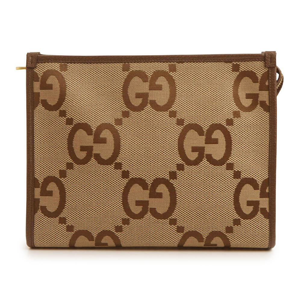 【新品・未当て嵌める品】GUCCI グッチ 699318 ジャンボGG帆布 なめし革 ベージュ 赤銅色 クラッチペダル御徒面子 二番目 ゴールド金具