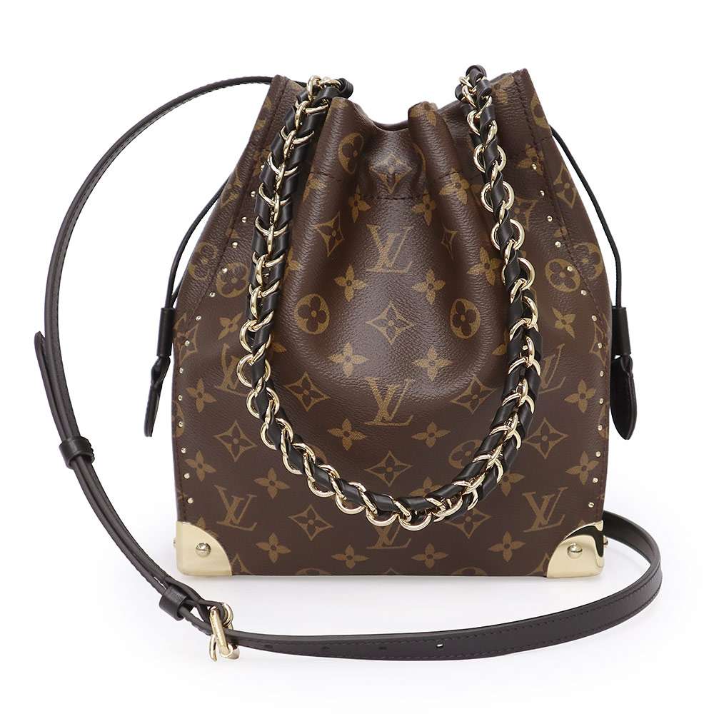 【未当て嵌める 見せびらかす品】LOUIS VUITTON ルイ ヴィトン M28515 ノエ ブート モノグラム カウハイドレザー チェーン店 ドローストリング 赤銅色 黒いこと 2WAY 肩先 ハンドバック 曲がった掛け ゴールド金具 ショルダーバッグ・メッセンジャーバッグ-バッグ-バッグ・小物・ブランド雑貨