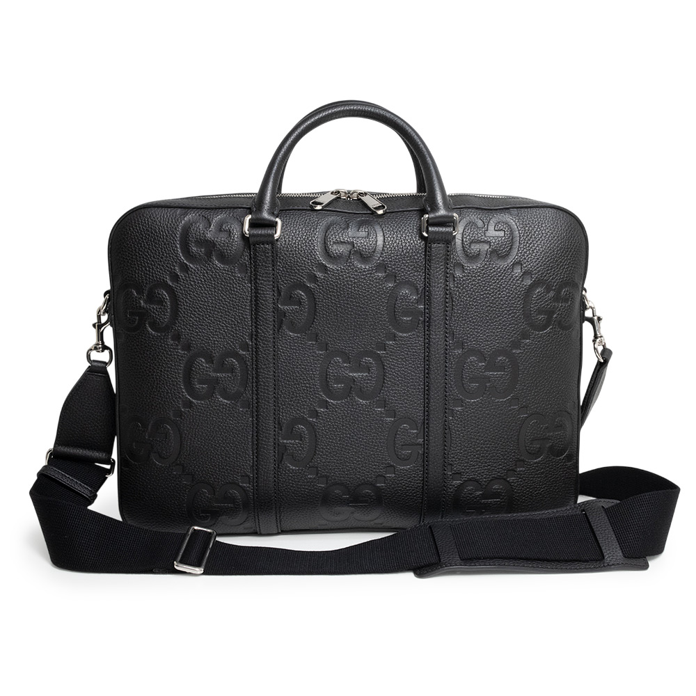 【未当てはめる 見せびらかす品】GUCCI グッチ 658573 ブリーフ容れもの ジャンボGGなめし革 黒いこと 2way 曲がった掛け 肩先 商行為御徒面子 なめし革 しろがね色金具