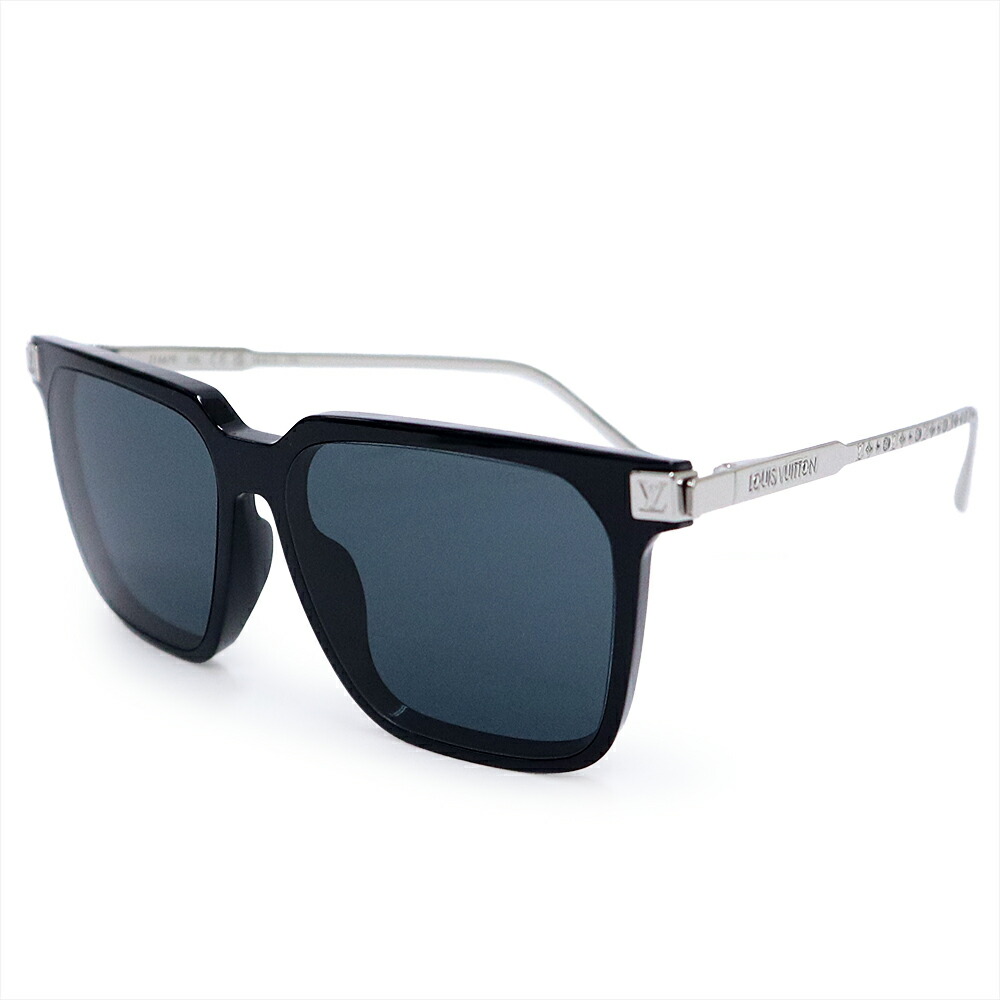 【中古】LOUIS VUITTON ルイ ヴィトン Z1667E LVライズ スクエア メタル アセテート ブラック サングラス 眼鏡 メガネ アイウェア シルバー金具
