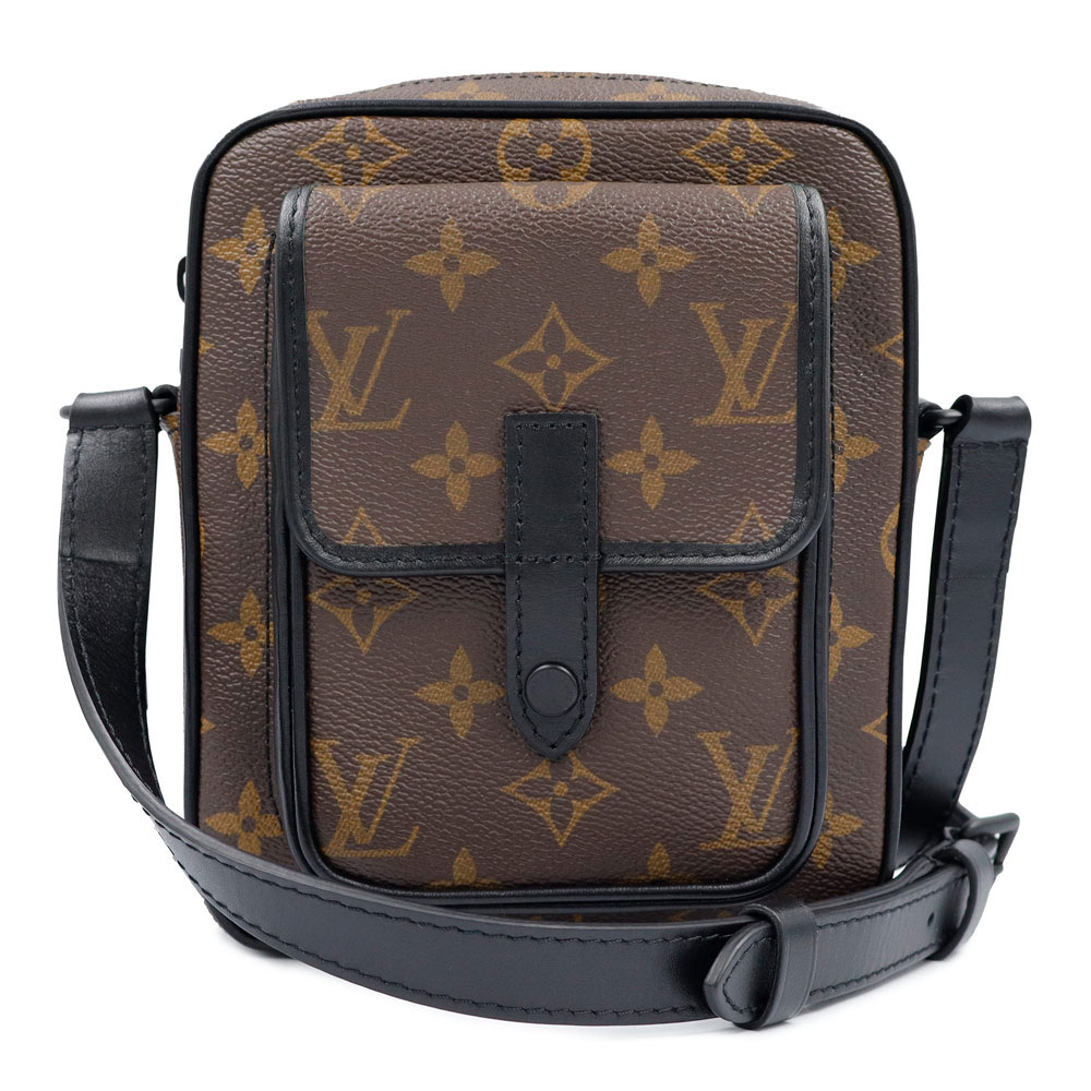 【未当て嵌める 見せびらかす品】LOUIS VUITTON ルイ ヴィトン  M69404 クリストファー ウエアラブル ウォレット モノグラムマカサー 赤銅色 ショルダーバッグ 曲がった掛け 黒いこと金具