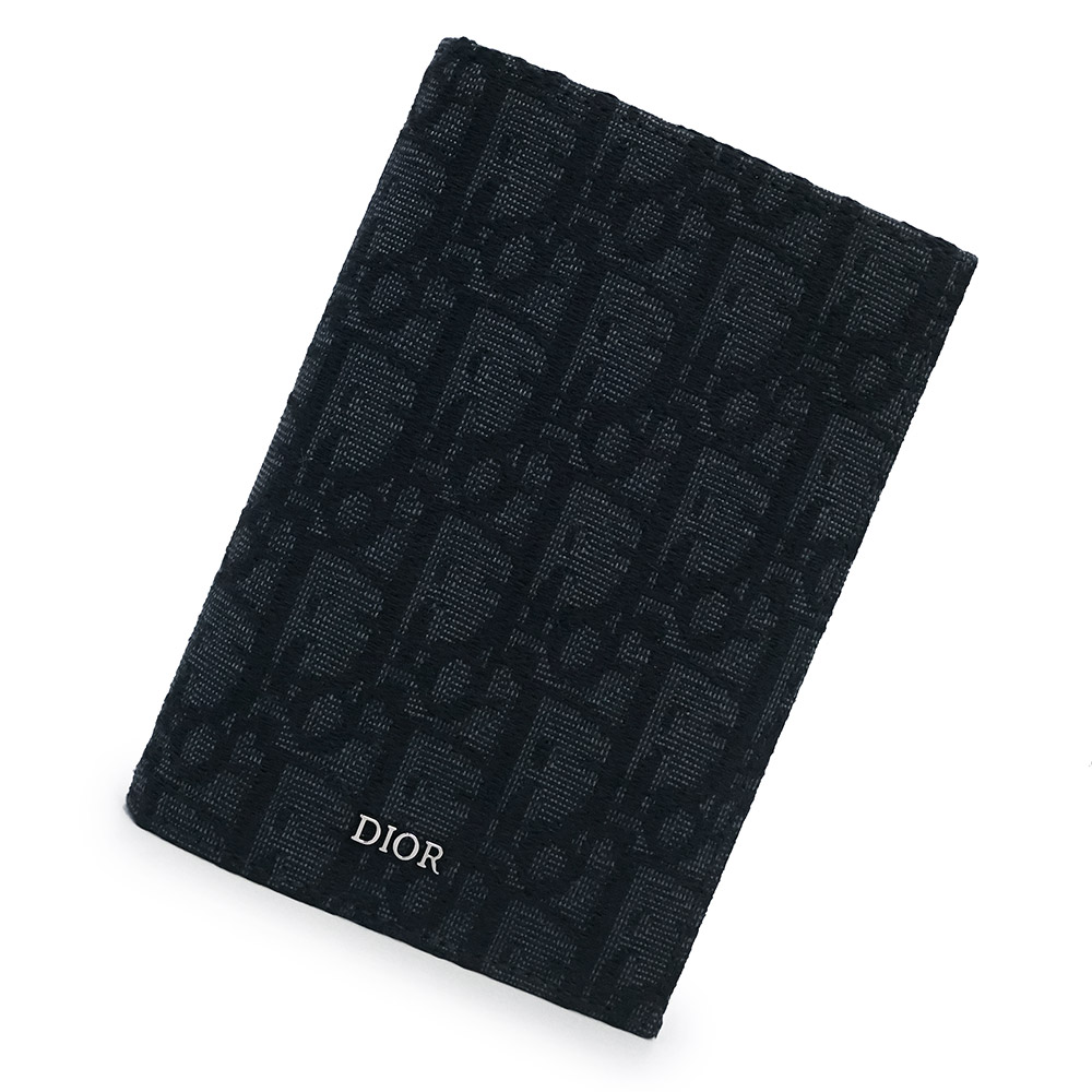 【未使用 展示品】Christian Dior クリスチャンディオール 2ESPH016YSE ディオール オブリーク ジャカード カーフスキン ブラック パスポートカバー ケース レザー シルバー金具|ブランドシティ BrandCity