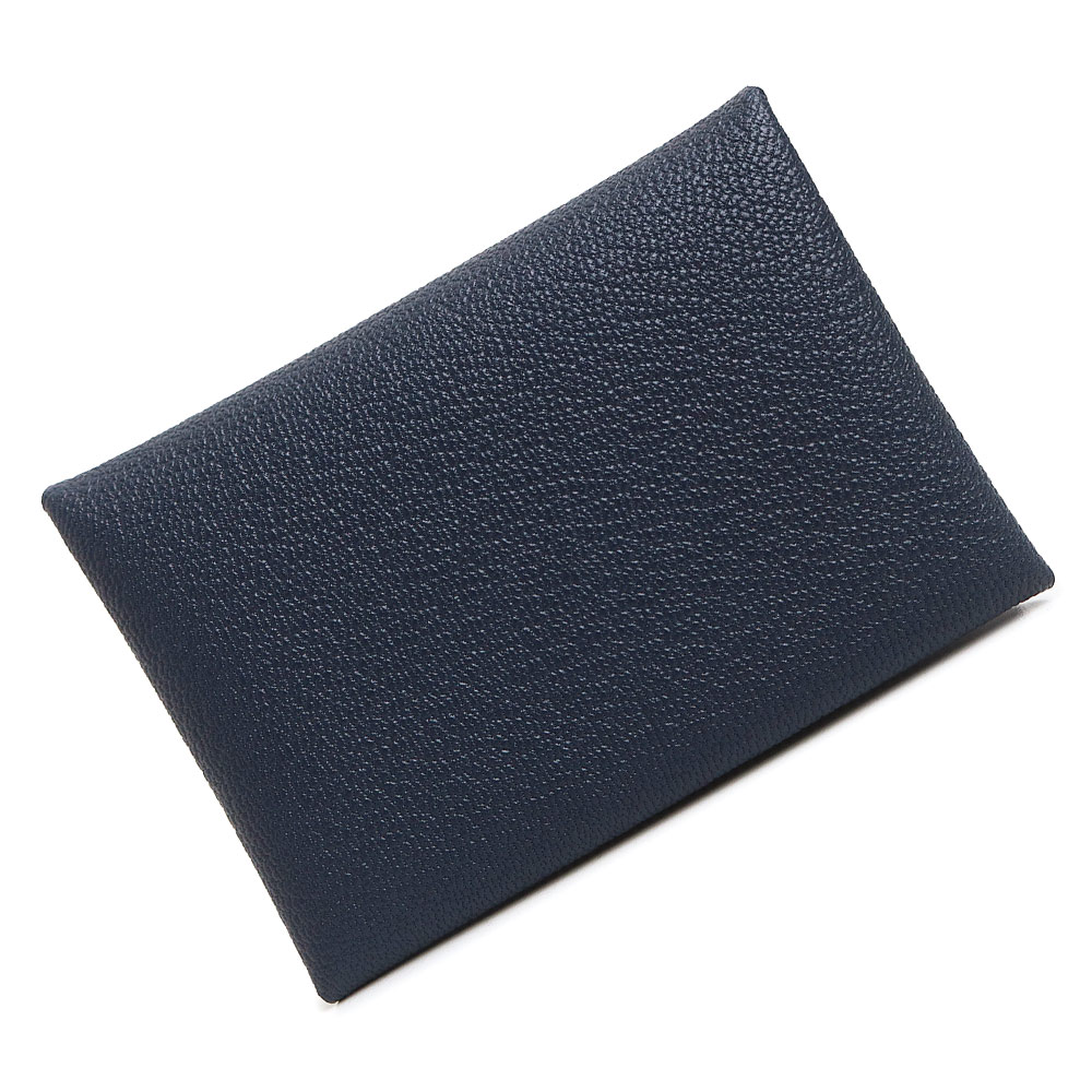 【新品・未当て嵌める品】HERMES エルメス カルヴィ 二人組 パウダーコンパクト シェーブルミゾール Blue nuit ブルーニュイ 米国海軍 K目じるし コインケース 釣り銭入れ 金入れ 歌留多容れもの 名刺入れ 定期入れ 通行手形容れもの シェブル なめし革 しろがね色金具 箱付