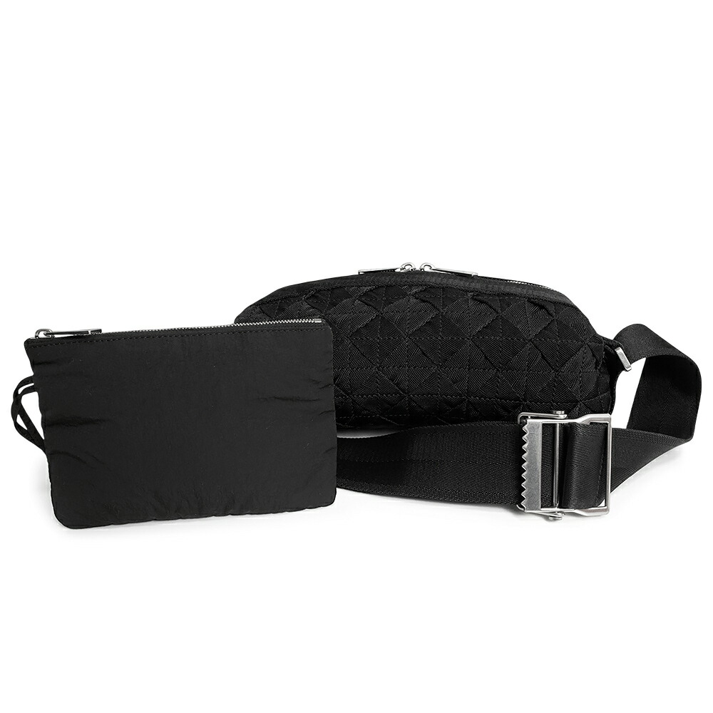 【未当て嵌める 見せびらかす品】ボッテガヴェネタ BOTTEGA VENETA イントレチャート ウェビング 肩肉 上半身御徒面子 曲がった掛け ポリプロピレン 黒いこと しろがね色金具 666850 合切袋付