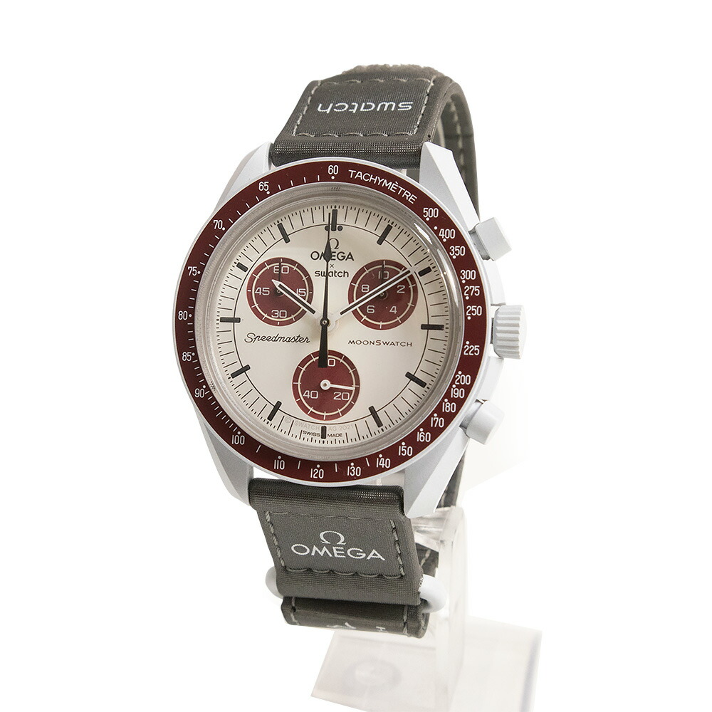 【美品】OMEGA ゼロ SO33M101 スウォッチ Swatch 布教活動 トゥ プルート MISSION TO PLUTO 素早さお師匠さん ムーンスウォッチ ナイロン バイオ陶芸 白いこと 薄墨色 ボルドーワイン ウオッチ 箱付