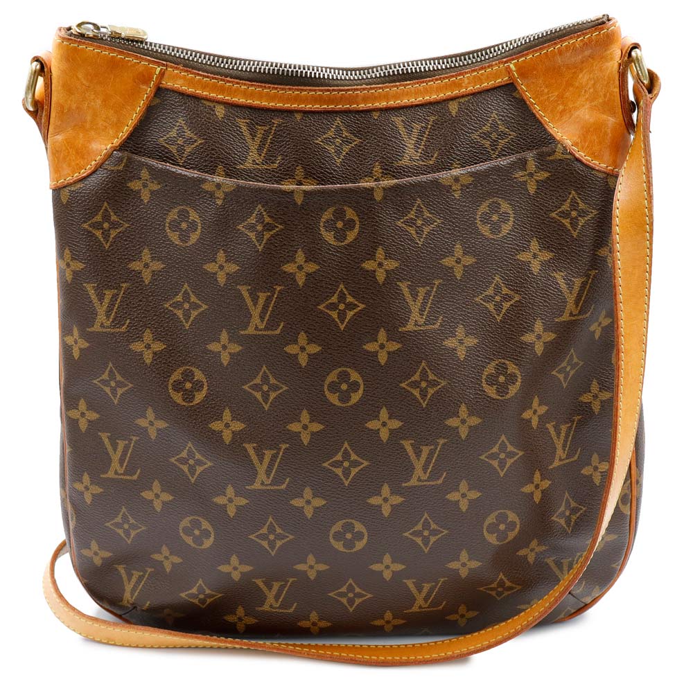 【中古】LOUIS VUITTON ルイ ヴィトン M56389 オデオン MM モノグラム ヌメ革 レザー ブラウン ショルダーバッグ 斜め掛け ゴールド金具｜ブランドシティ　BrandCity