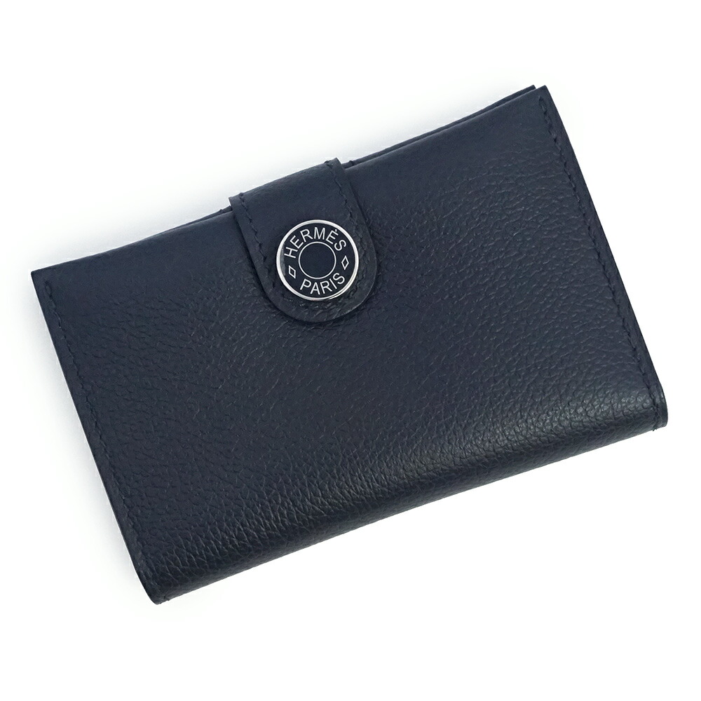 【新品・未当てはめる品】HERMES エルメス R.M.S ヴォーエバーカラー ブルーニュイ 米国海軍 W目じるし 歌留多容れもの 通行手形容れもの 名刺入れ 定期入れ なめし革 しろがね色金具 箱付