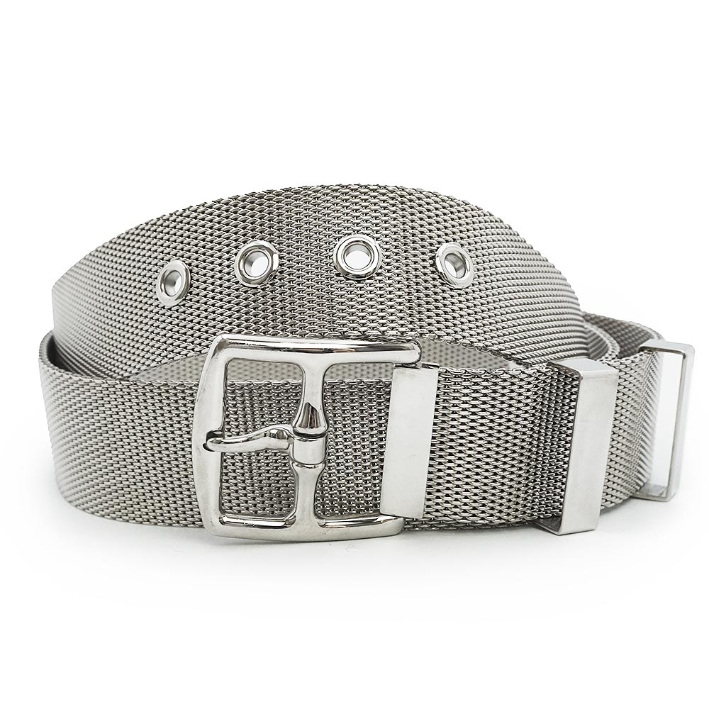 【中古】HERMES エルメス エトリヴィエール メッシュ 金属元素 しろがね色 三尺帯 90コマーシャル