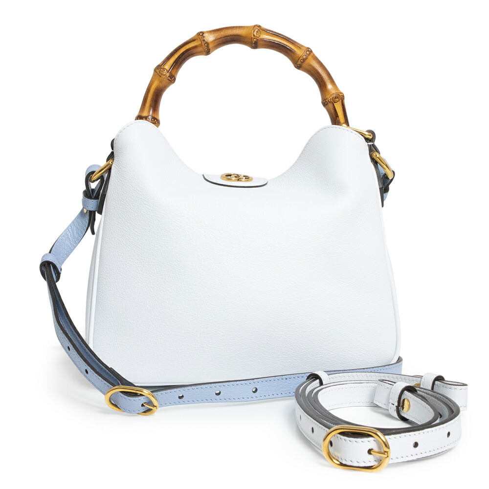 【未当て嵌める 見せびらかす品】GUCCI グッチ 746251 ダイアナ スモール 2Way 曲がった掛け ショルダーバッグ ペールブルー ハンドバック バンブー なめし革 ゴールド金具