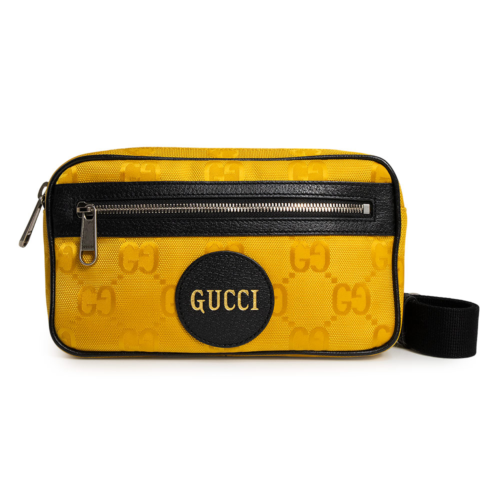 【未当て嵌める 見せびらかす品】GUCCI グッチ 631341 Gucci Off The Grid オフザグリッド GGナイロン なめし革 黄色 黒いこと 三尺帯御徒面子 上半身御徒面子 曲がった掛け アンティークしろがね色金具