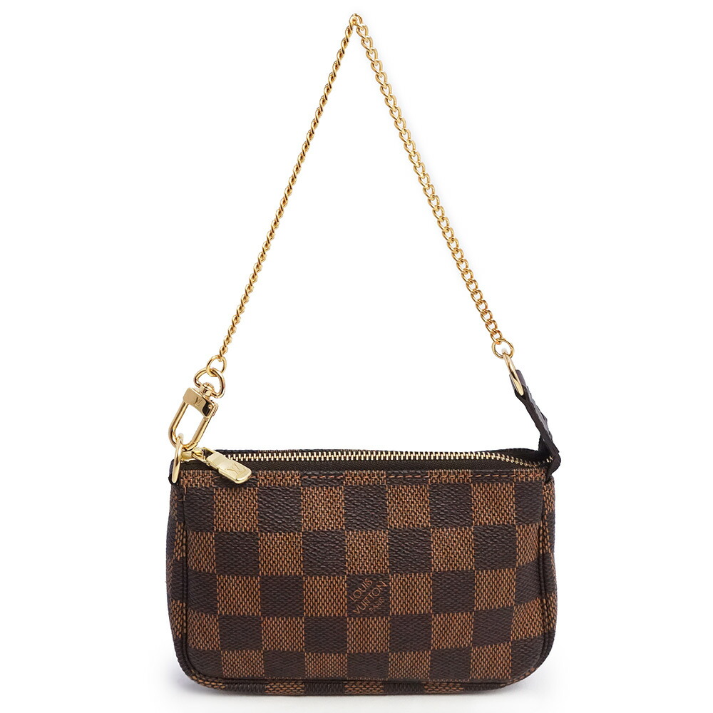 【未当て嵌める庫入れ品】LOUIS VUITTON ルイ ヴィトン N58009 ミニ ポシェット アクセソワール ダミエ 赤銅色 チェーン店 ハンドバック 付属物合切袋 ゴールド金具 箱付