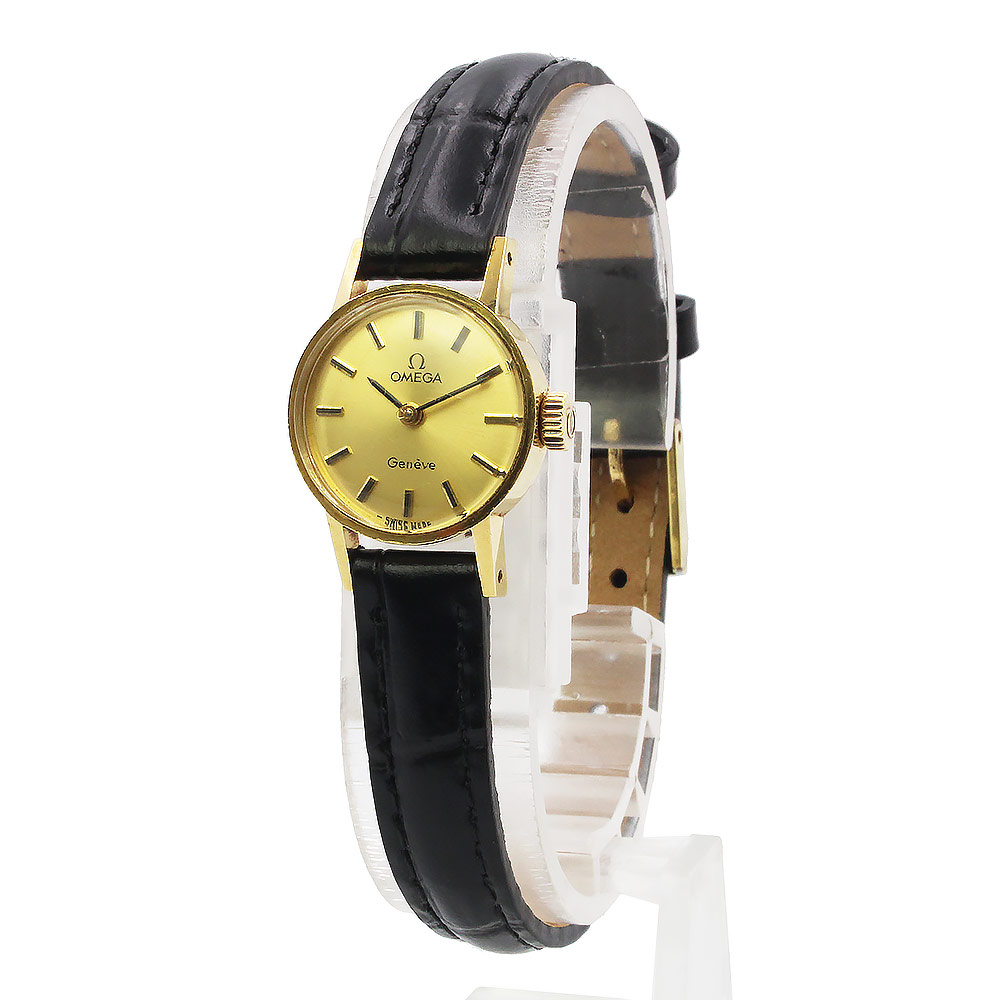 【中古】OMEGA ゼロ 511.388 ゲンフ 手一巻き K18YG 750 型押しなめし革 黒いこと 黄色ゴールド ウォッチ