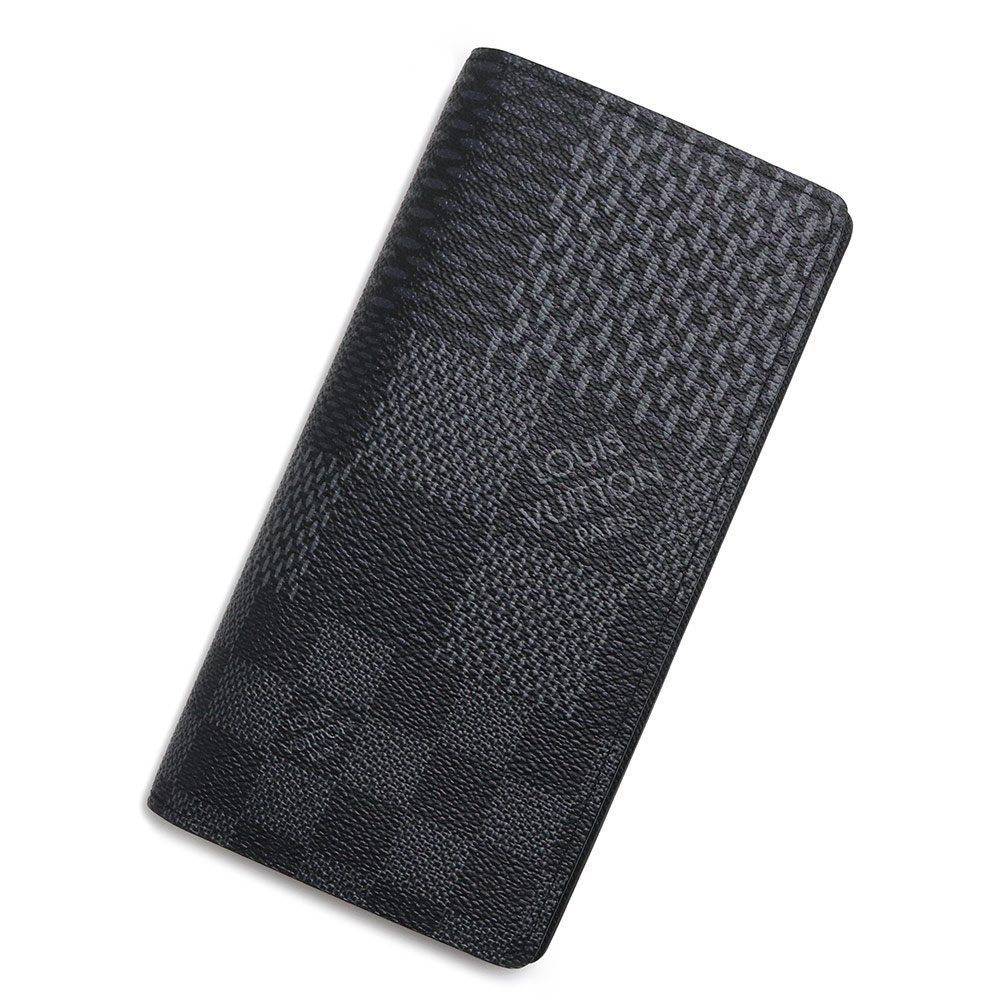 【新品・未当て嵌める品】LOUIS VUITTON ルイ ヴィトン N60436 ポルトフォイユ ブラザ NM ダミエグラフィット 3D 黒いこと 二つ折り長紙入れ しろがね色金具 箱付