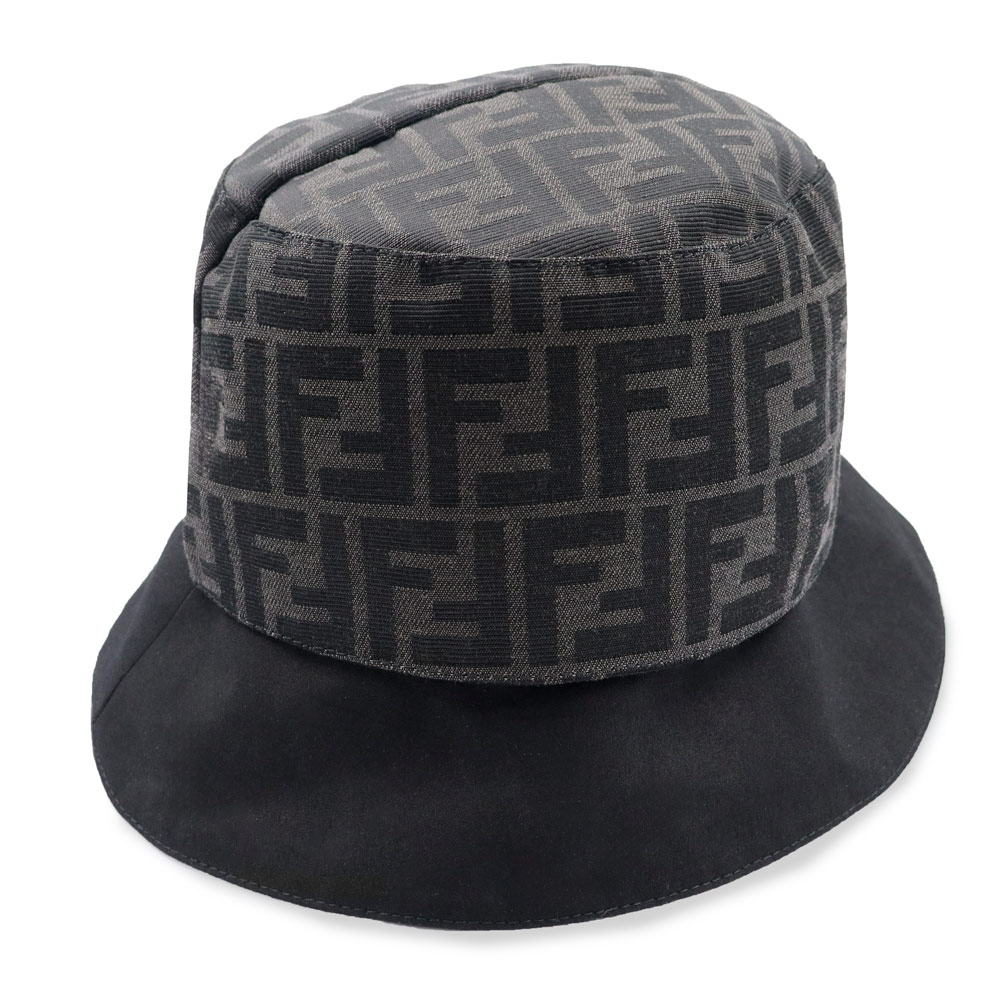 【中古】FENDI フェンディ FXQ790 ズッカ柄 FF M大きさ 59糎 ポリエステル65％ 綿織物35％ 黒いこと 薄墨色 かぶり笠 かぶり笠