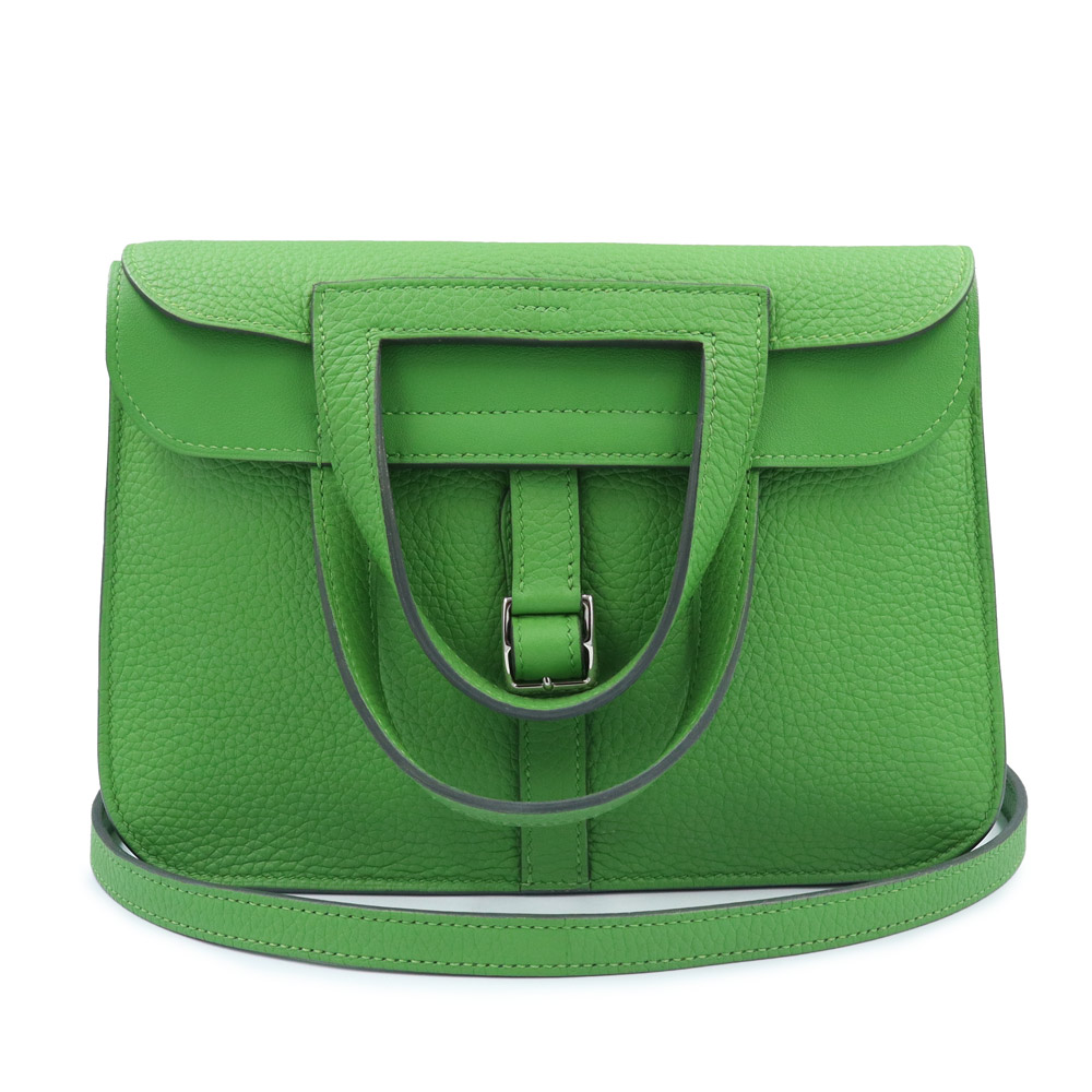 【新品・未当てはめる品】HERMES エルメス アルザン 25 2way トリヨンクレマンス Vert Yucca 頭を覆う物ユッカ 緑であること B目じるし 肩先 ハンドバック 曲がった掛け なめし革 しろがね色金具 箱付