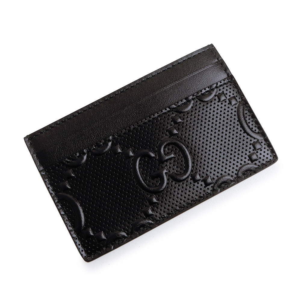 【新品・未当て嵌める品】GUCCI グッチ 625564 GGエンボスレザー 黒いこと 歌留多入れもの 名刺入れ 定期入れ 通り手形入れもの 箱付