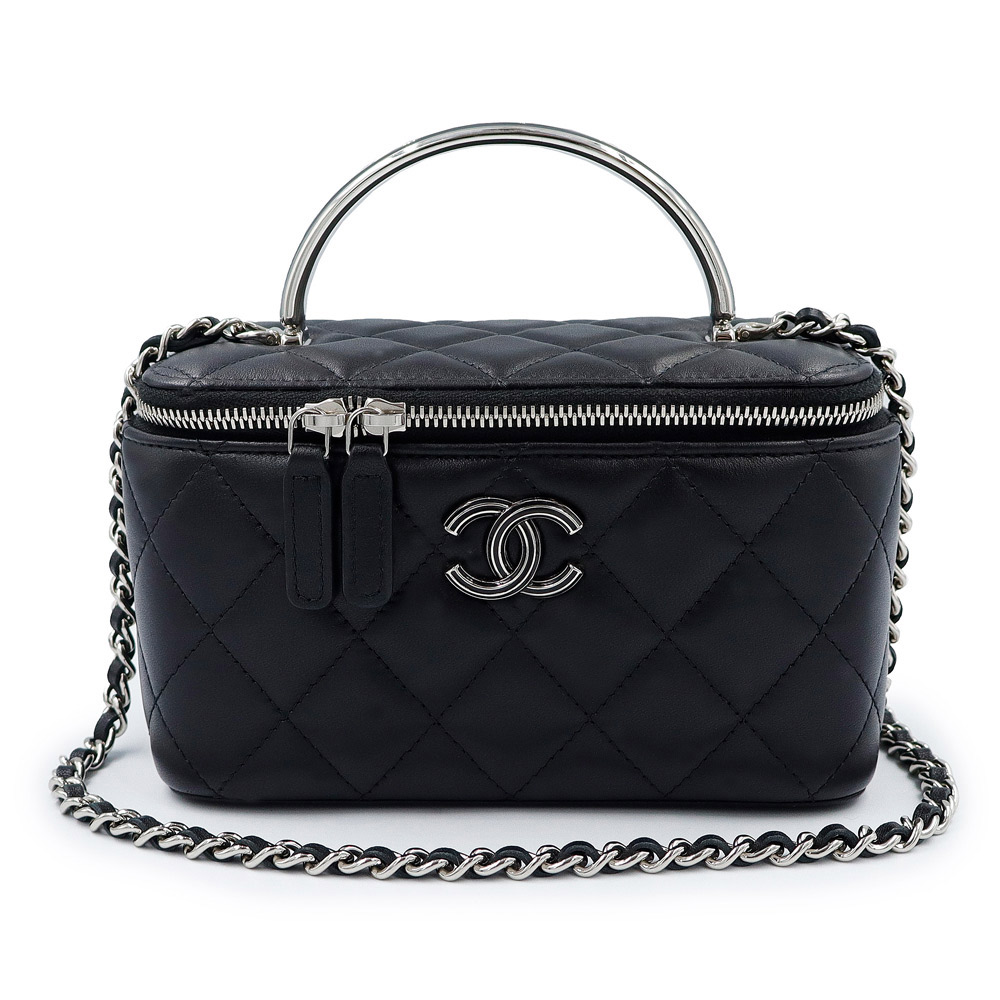 【未使用 展示品】CHANEL シャネル AP3747 ココマーク マトラッセ ロング ヴァニティケース 化粧ポーチ ラムスキン ブラック 2WAY チェーン ショルダー ハンドバッグ 斜め掛け レザー シルバー金具|ブランドシティ BrandCity