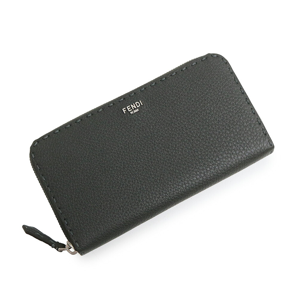 【未使用　展示品】FENDI フェンディ 7M0210 セレリア クオイオローマ ジップアラウンド ラウンドファスナー カーフスキン グレー 長財布 レザー シルバー金具 箱付｜ブランドシティ　BrandCity