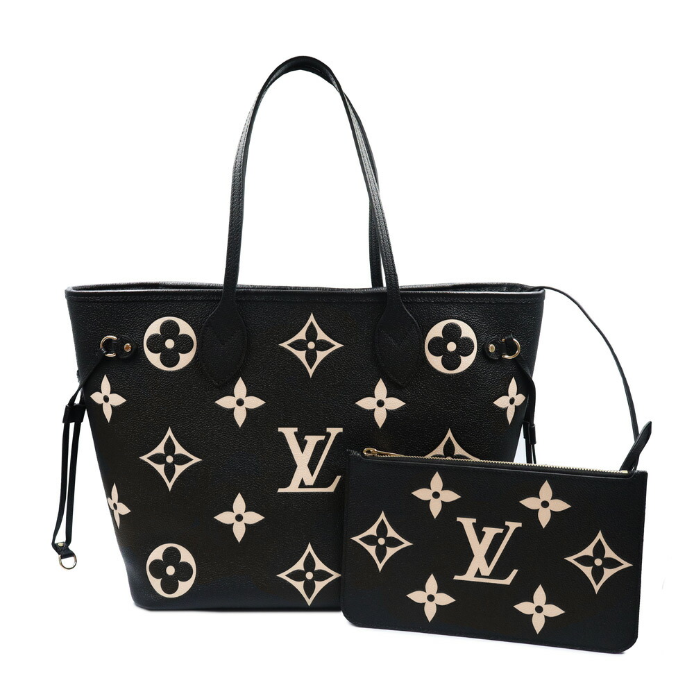 【未使用　展示品】LOUIS VUITTON ルイ ヴィトン M58907 ネヴァーフル MM モノグラムアンプラント ブラック ベージュ トートバッグ レザー ゴールド金具｜ブランドシティ　BrandCity
