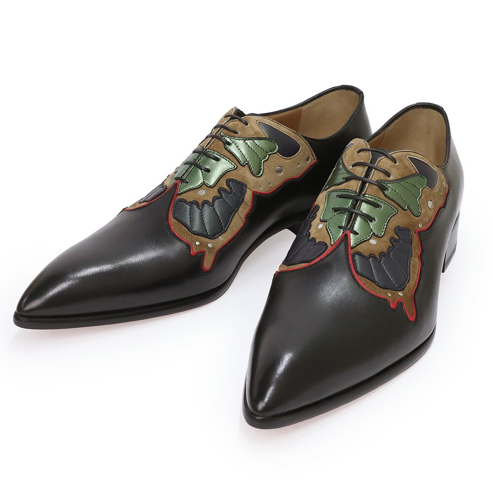 【未当て嵌める庫入れ品】Christian Louboutin クリスチャンルブタン 1260128 ファルファマン 滑っこい カーフスキン 黒いこと マルチ色つや 置き目毛革 シューズ 靴 #43 28珊 なめし革 箱付