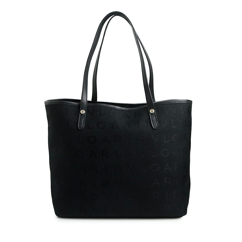 【美品】BVLGARI ブルガリ 31217 ロゴマニア キャンバス レザー ブラック トートバッグ シルバー金具｜ブランドシティ　BrandCity 31,460円