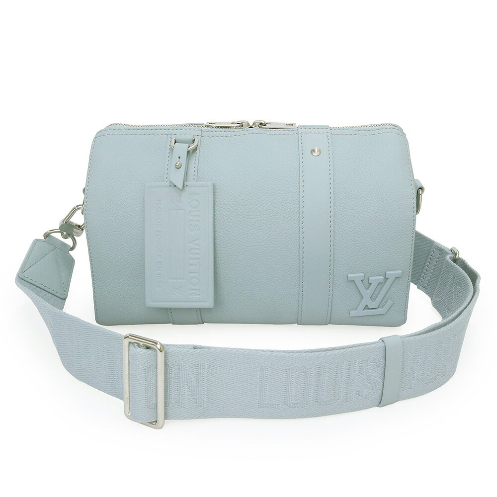 【未当てはめる 見せびらかす品】LOUIS VUITTON ルイ ヴィトン M23725 シティ キーポル LV アエログラム グレインカーフレザー ブルーヌアージュ ショルダーバッグ 曲がった掛け しろがね色金具