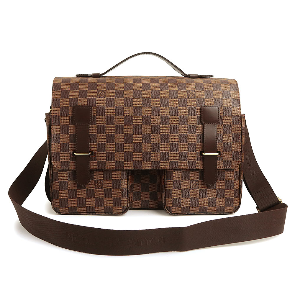 【美品】LOUIS VUITTON ルイ ヴィトン N42270 ブロードウェイ ダミエ 赤銅色 2way 肩肉 ハンドバック 曲がった掛け ゴールド金具