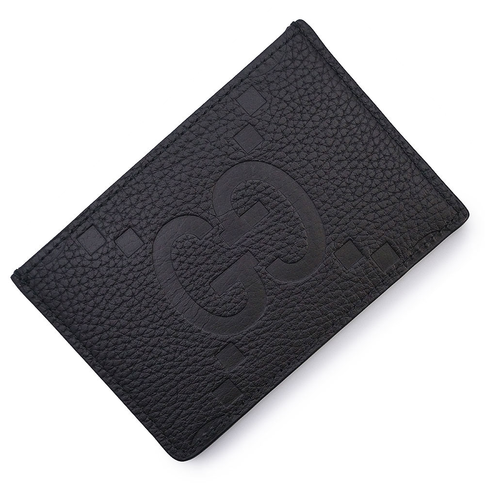 【未当て嵌める 見せびらかす品】GUCCI グッチ 812681 ジャンボGGなめし革 黒いこと 歌留多容れもの 名刺入れ 定期入れ 通行手形容れもの なめし革