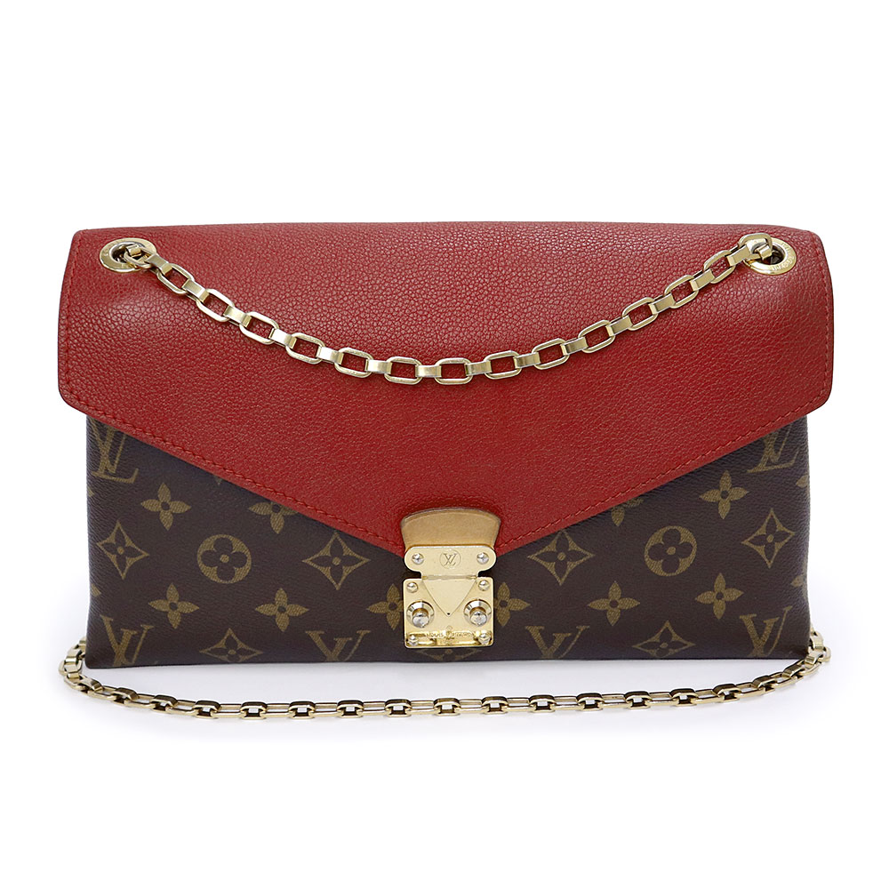 【中古】LOUIS VUITTON ルイ ヴィトン M41201 パラスチェーン店  モノグラム カーフスキン スリーズ 桜んぼう赤いこと 赤銅色 2way ショルダーバッグ 曲がった掛け なめし革 ゴールド金具