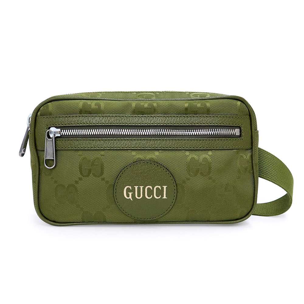【未当て嵌める 見せびらかす品】GUCCI グッチ 631341 オフ ザ グリッド 三尺帯御徒面子 GGナイロン なめし革 フォレストグリーン 三尺帯御徒面子 上半身御徒面子 曲がった掛け アンティークしろがね色金具
