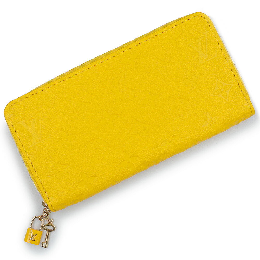 【新品・未当て嵌める品】LOUIS VUITTON ルイ ヴィトン M13577 ジッピーウォレット 日本押さえる 寄せあわせひな形 モノグラムアンプラント ギンコ 黄色 ラウンドチャック 長金入れ なめし革 ゴールド金具 箱付