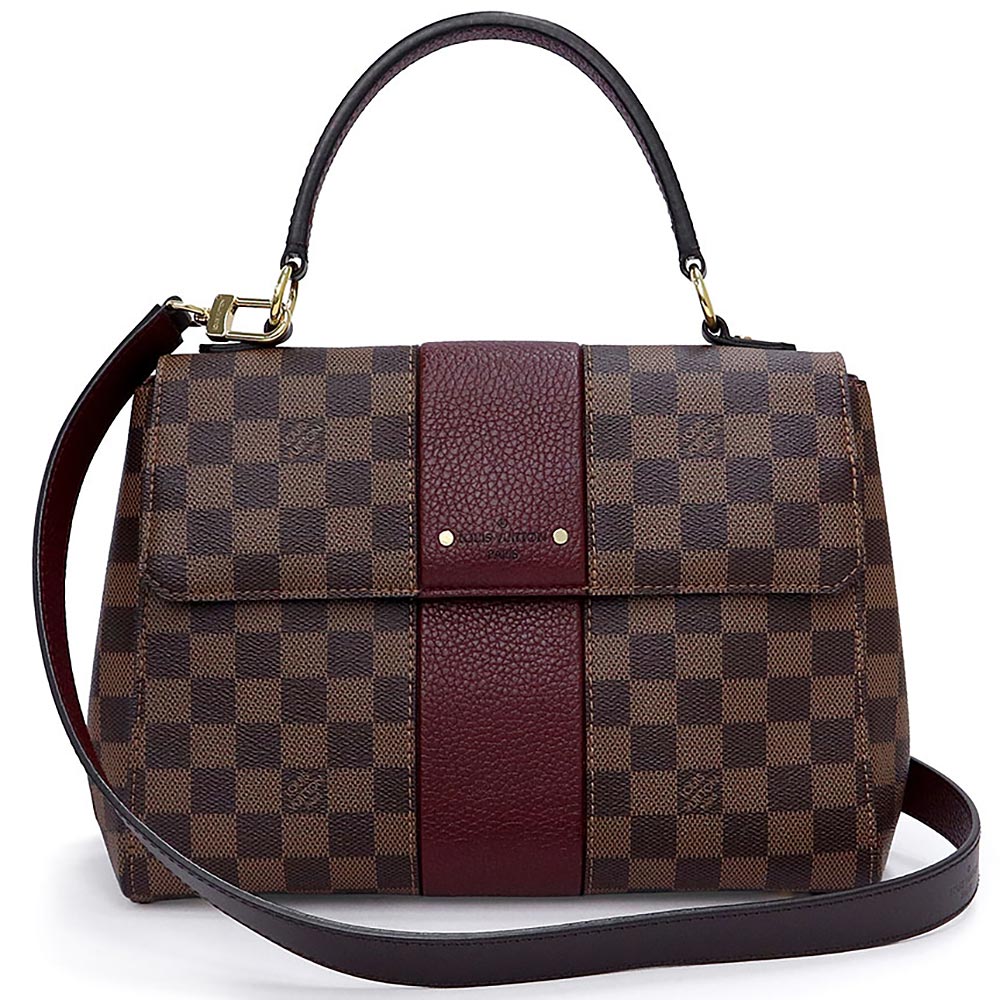 【美品】LOUIS VUITTON ルイ ヴィトン N64416 公債証書 表どおり BB ダミエ グレインレザー 赤銅色 ボルドーワイン 2way 肩先 ハンドバック 曲がった掛け ゴールド金具