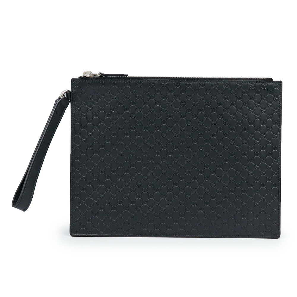 【新品・未当て嵌める品】GUCCI グッチ 544477 マイクログッチシマレザー 黒いこと 二番目御徒面子 クラッチペダル しろがね色金具 箱付