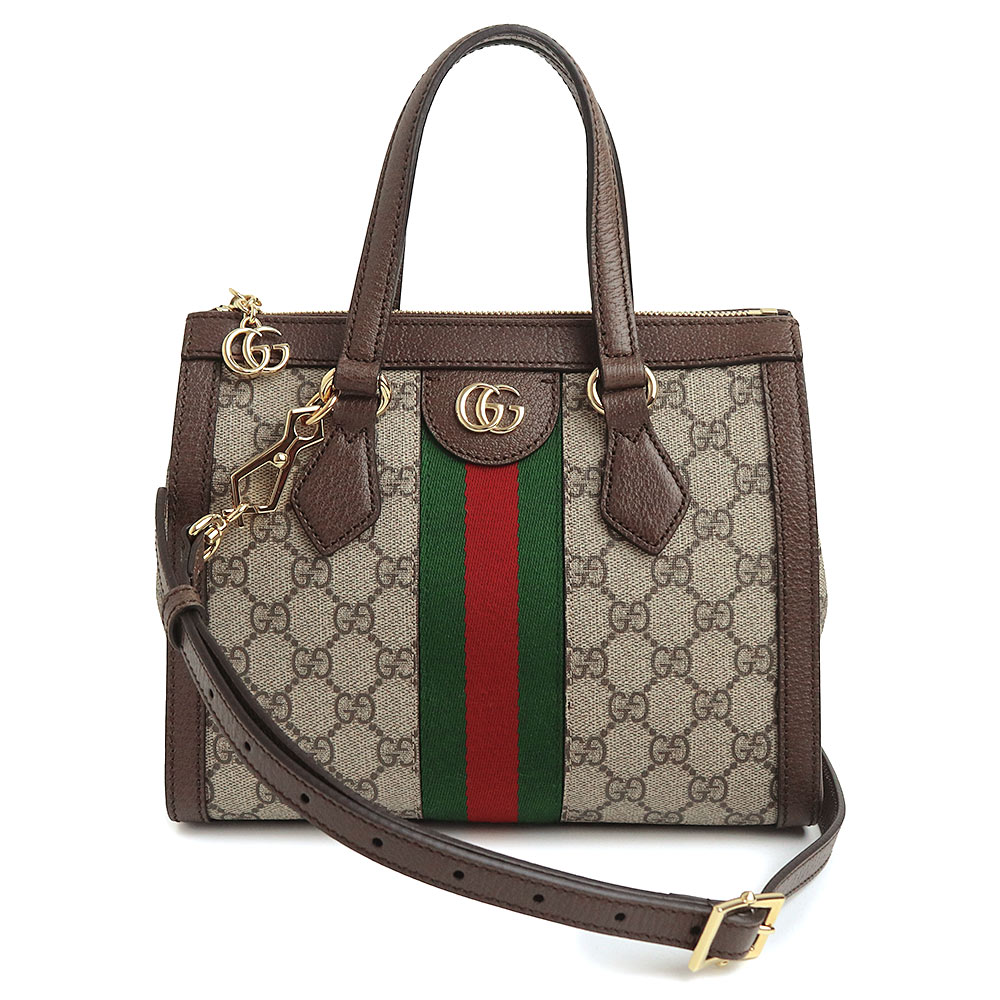 【未当て嵌める 見せびらかす品】GUCCI グッチ 735392 オフィディア スモール トート GGスプリームキャンバス なめし革 エボニー 赤銅色 ベージュ 2way 肩先 ハンドバック 曲がった掛け ゴールド金具