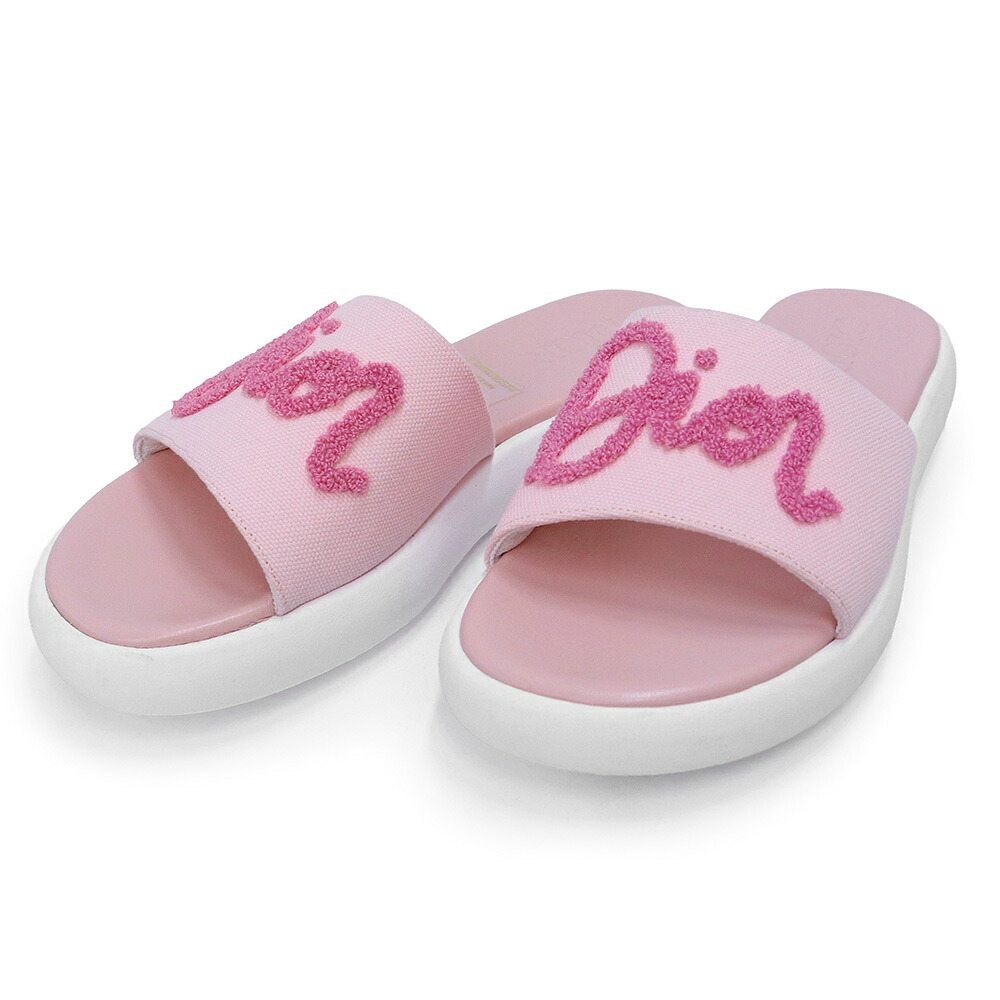 【未当てはめる蔵入り品】Christian Dior ディオール 3WBS11SHOE 135 Dway 横すべり 坦々たる 帆布 なめし革 サクラ色 サンダル 靴 #36 23糎