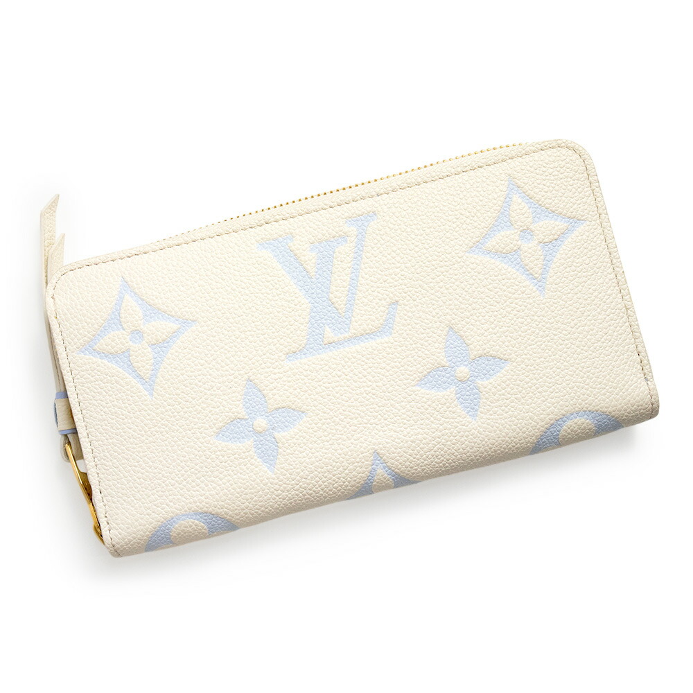【新品・未当て嵌める品】LOUIS VUITTON ルイ ヴィトン M83308 ジッピーウォレット モノグラムアンプラント ラテホワイト 青碧 ラウンドチャック 長金入れ なめし革 ゴールド金具 箱付