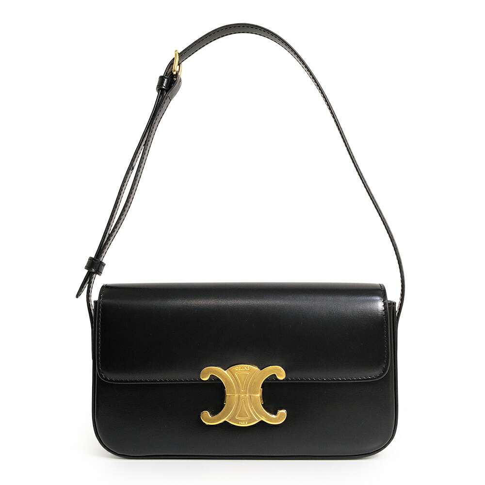 【新品・未当てはめる品】CELINE セリーヌ 194143BF4 トリオンフ クロード シャイニーカーフスキン 子ヒツジ人はだ 黒いこと 肩先 ハンドバック なめし革 ゴールド金具