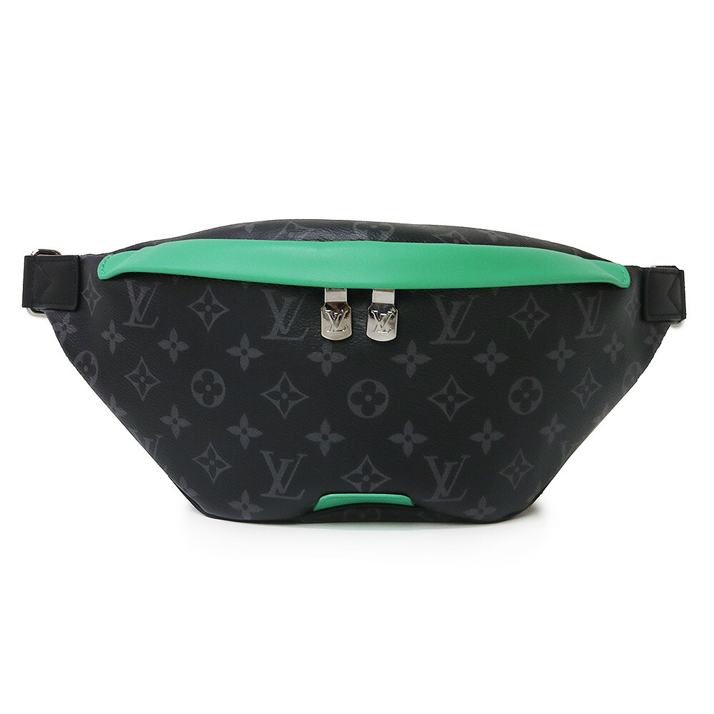 【未当て嵌める 見せびらかす品】LOUIS VUITTON ルイ ヴィトン M25924 大きな進歩 バムバッグ PM  モノグラムエクリプス なめし革 バンブー緑であること 黒いこと 酉の方角御徒面子 差し交わす上半身 曲がった掛け うす暗いしろがね色金具 箱付