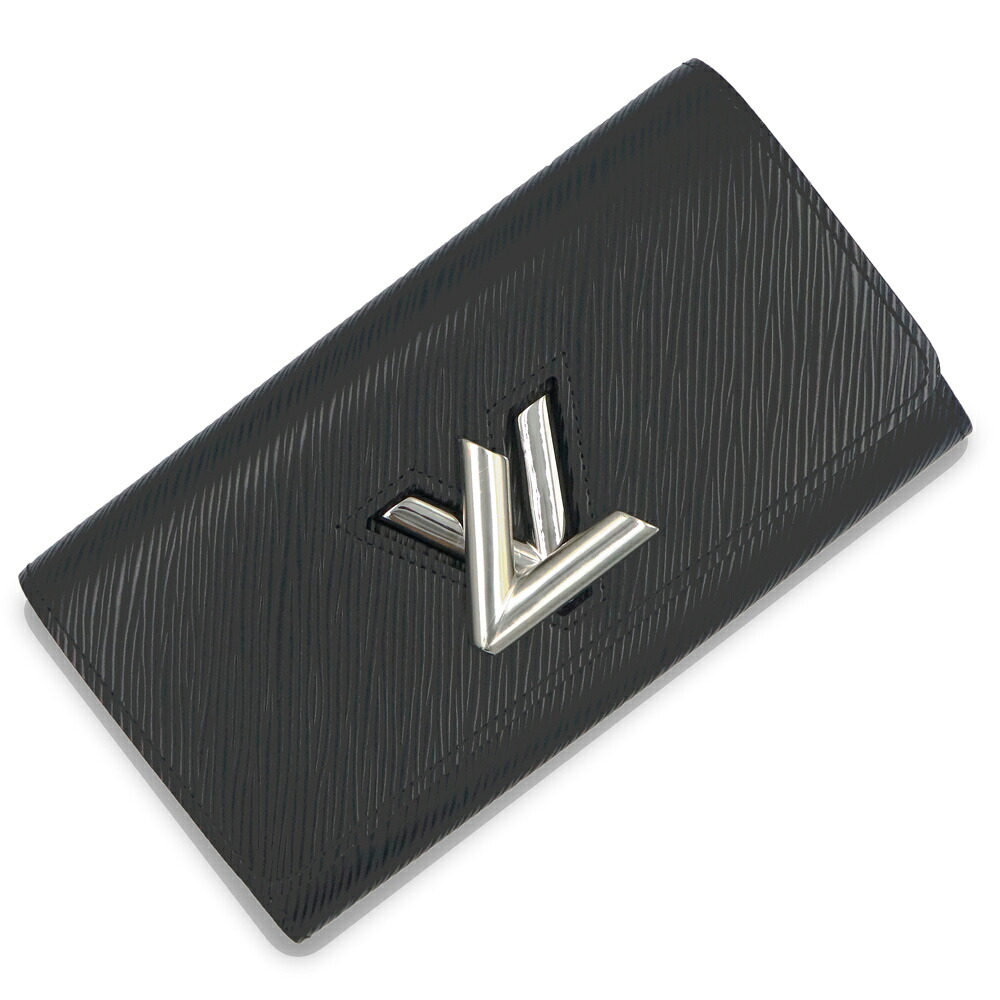 【未当て嵌める 見せびらかす品】LOUIS VUITTON ルイ ヴィトン M68309 ポルトフォイユ 捩じり エピレザー ノワール 黒いこと 二つ折り長金入れ しろがね色金具 箱付