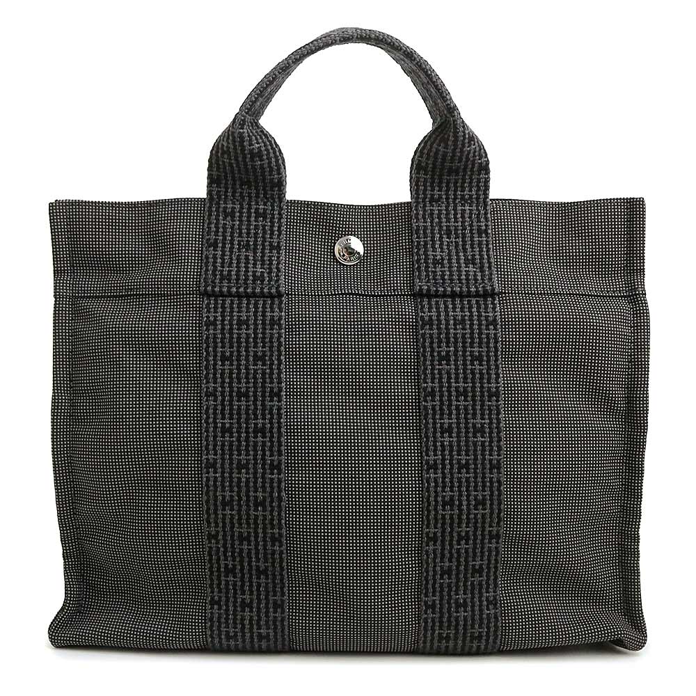 【未当て嵌める庫入れ品】HERMES エルメス 叫び泣き伝達ルート トート PM 帆布 薄墨色 ハンドバック しろがね色金具