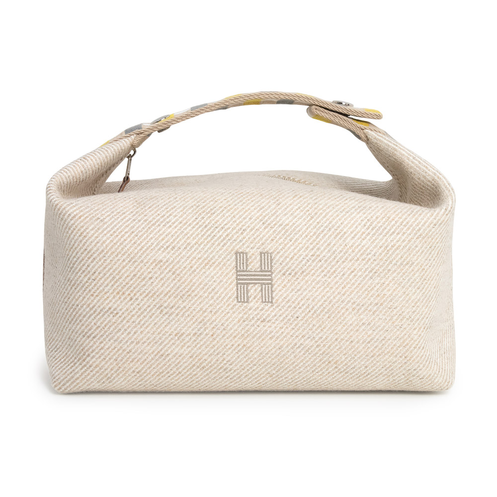 【未当て嵌める庫入れ品】HERMES エルメス ブリッド ア 黒いこと GM オ カレ バニティ 合切袋 二番目 羊毛 SEIGLE セーグル ハンドバック しろがね色金具