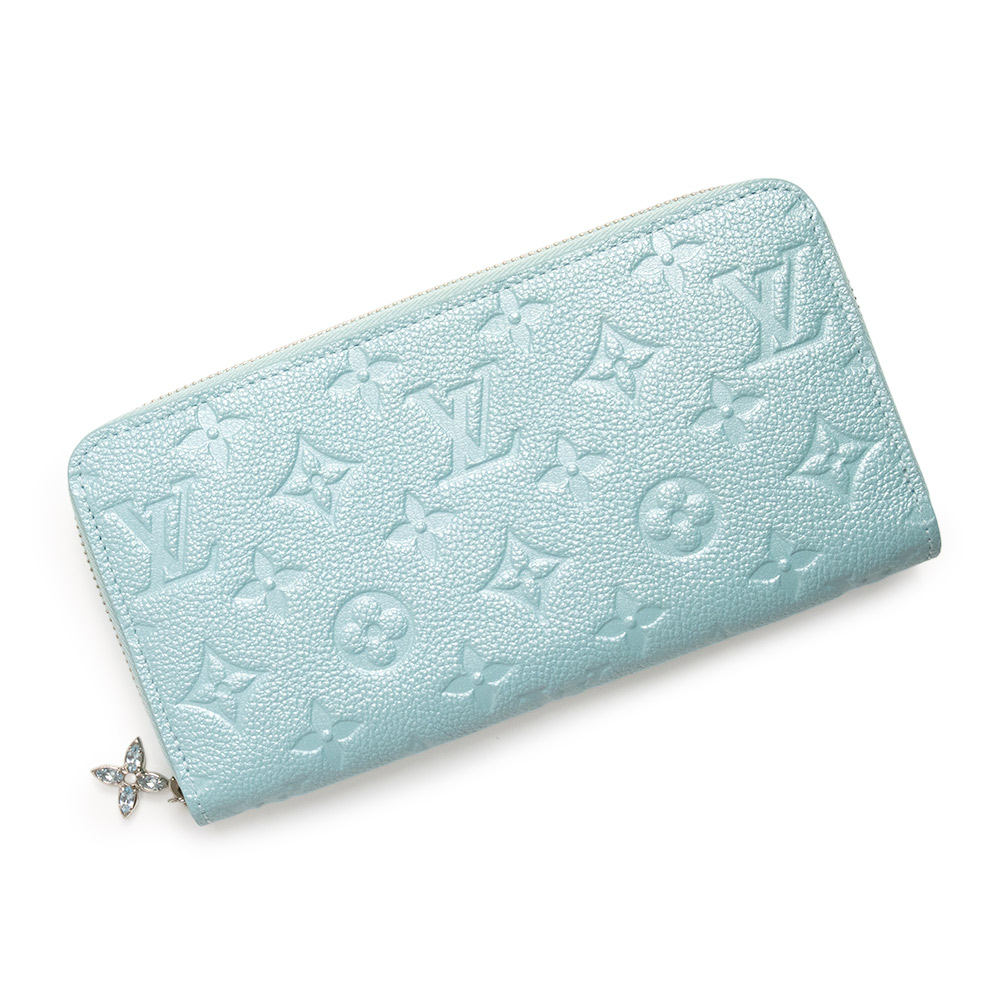 【新品・未当て嵌める品】LOUIS VUITTON ルイ ヴィトン M12680 ジッピーウォレット モノグラムアンプラント アズールフロスト ラウンドチャック 長金入れ なめし革 しろがね色金具 箱付